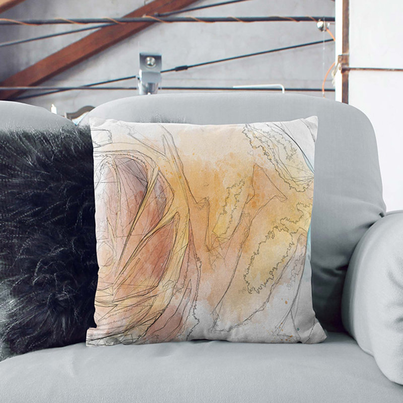 A Golden Yellow Rose In Abstract Abstract Square Throw Cushion, 40 x 40 cm, Stone