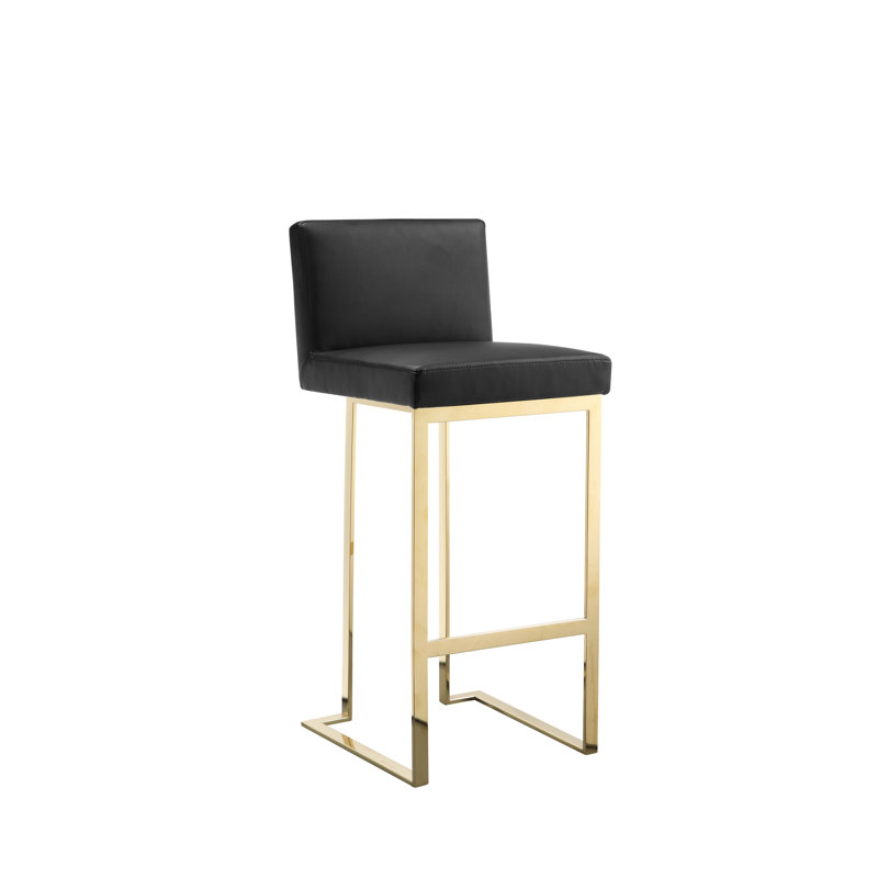 Tabouret de bar en simili-cuir Pangea Home Dexter, Similicuir noir, Similicuir blanc