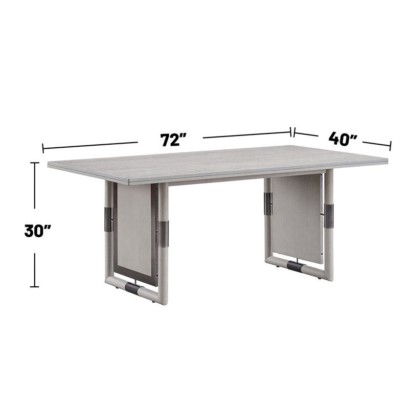 Table de salle à manger rectangulaire en bois avec base en U au fini naturel
