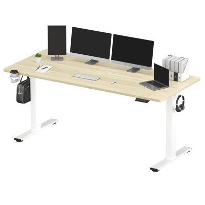 Large Electric Standing Desk With Splice Top And Headphone Hook