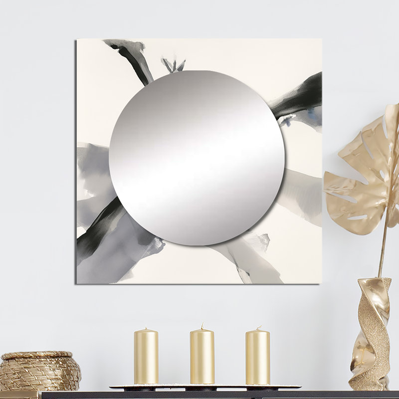 Alegandra - Miroir carré abstrait à formes abstraites neutres III pour décoration murale, 36 po x 36 po
