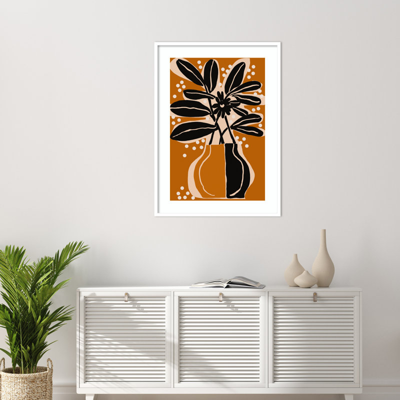 «Galya Ochre Still Life No 6» par Treechild, impression sur bois encadrée, Blanc, H 41 po x l 30 po