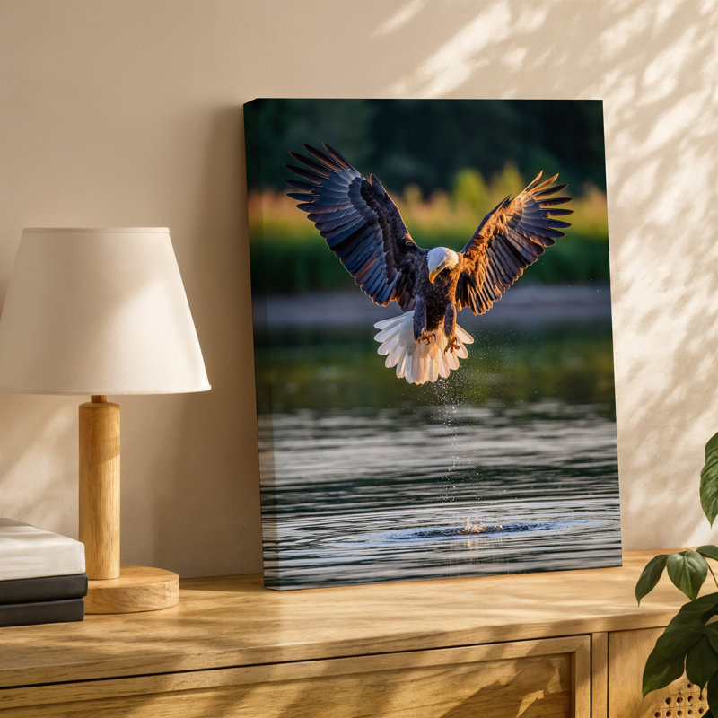 Toile, "Aigle chauve majestueux, ailes complètement déployées", H 9 po x l 12 po