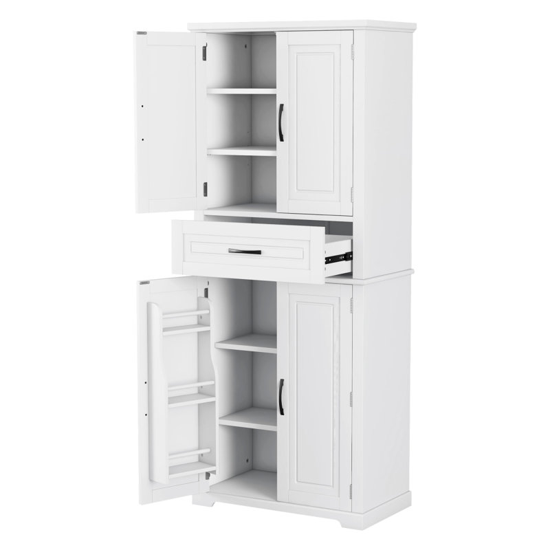 [Video] Bathroom Storage Cabinet With Multi-Functional Storage Space, Drawer With Slide Rails, Adjustable Shelf, White, White