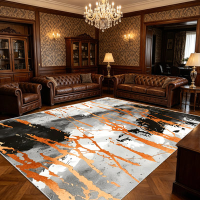 1PC Abstract Burnt Orange Splatter Drip Paint area rugs for Living Room, Soft, All seasons, Easy-maintain, Washable Indoor mat, Farmhouse suitable for entryway, bedroom, dining room, home office, backyard patio, foyer, Home Decor, Outdoor Decor.