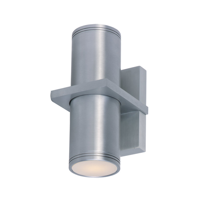 Appliquee à bras d’extérieur 2 lumières Leilla, Aluminium brossé, H 12,5 po x l 6 po x P 6,75 po