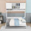 Grand lit escamotable mural en bois avec grand espace de rangement et lattes