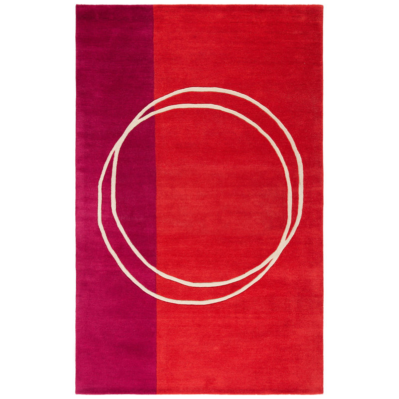Tapis rouge en laine touffeté à la main Charbonneau, Rectangle 9 pi 6 po x 13 pi 6 po