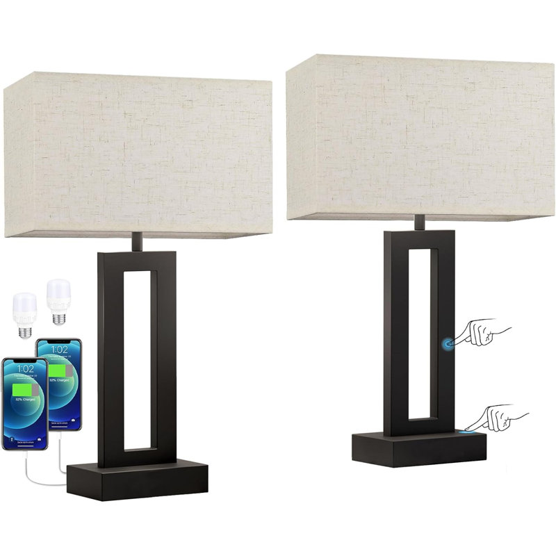 Metal USB Table Lamp, Cream