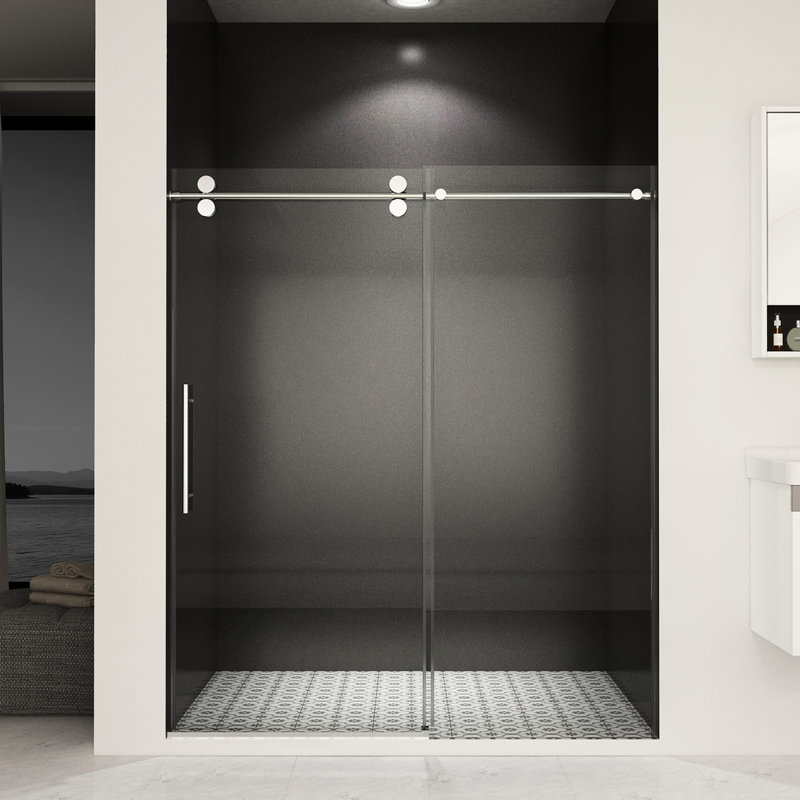 56 - 60 Inches Wide Sliding Shower Door With 8Mm Tempered Glass, Double Side Coating, Finish And Buffer Rust Stainless Steel, Water Sealing Design, Reversible Setup 60" 70" High 5/16" 8Mm  Easy