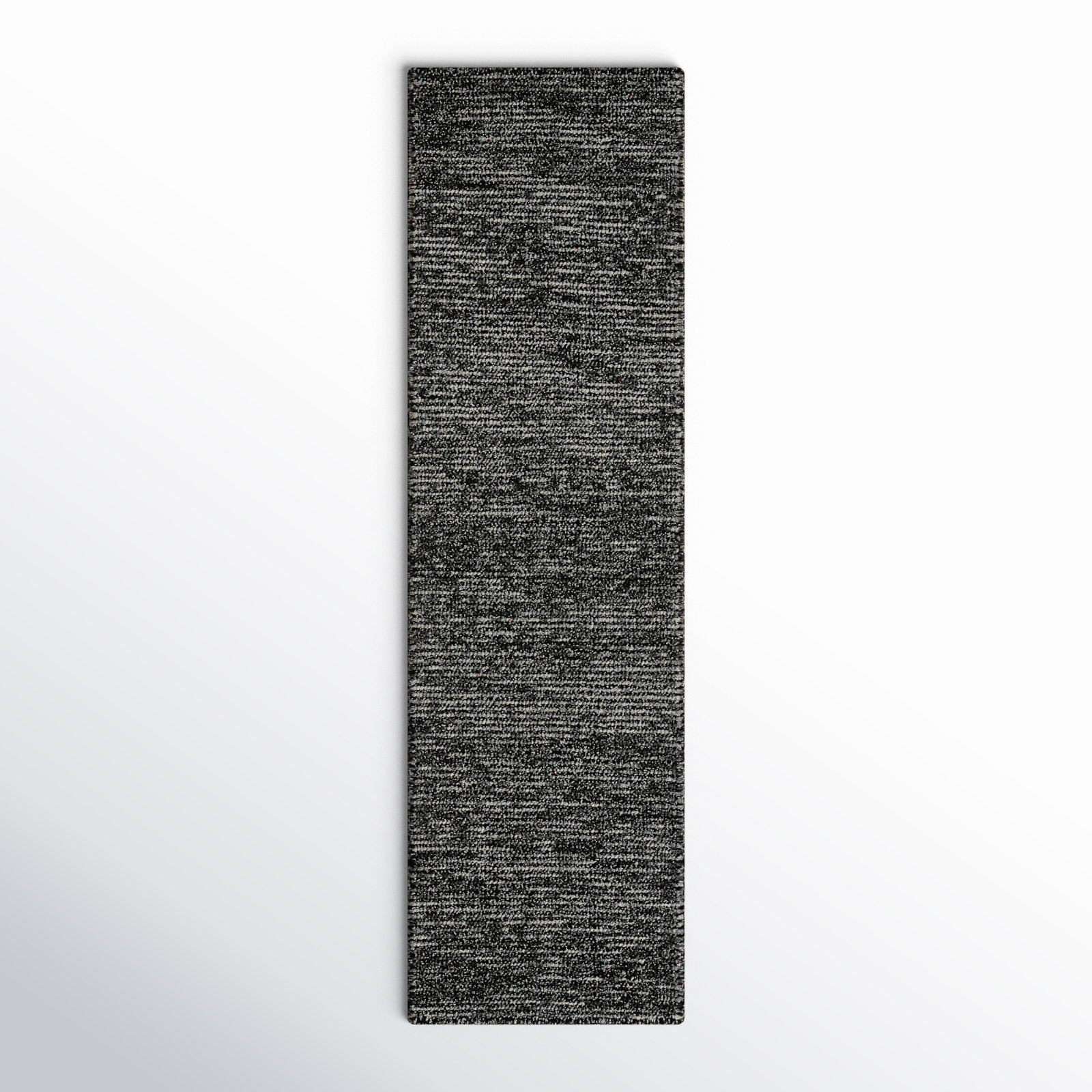 Handmade Wool Black Rug, Runner 2'3" x 8'