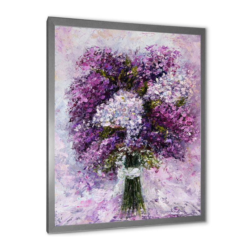 Mauve jacinthe - peinture sur toile encadrée, H 20 po x l 12 po x P 1po, Toile avec cadre argenté
