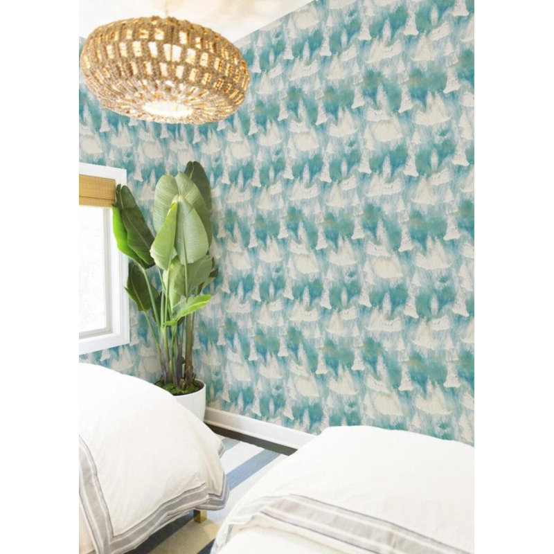 Ocean Waves 10' L x 24" W Wallpaper Roll, Non-pasted, Faux Grasscloth