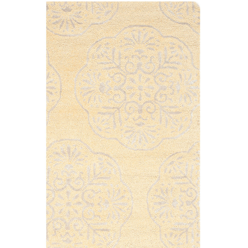 Harger Hand Tufted Wool Damask Rug, Rectangle 3' x 5'