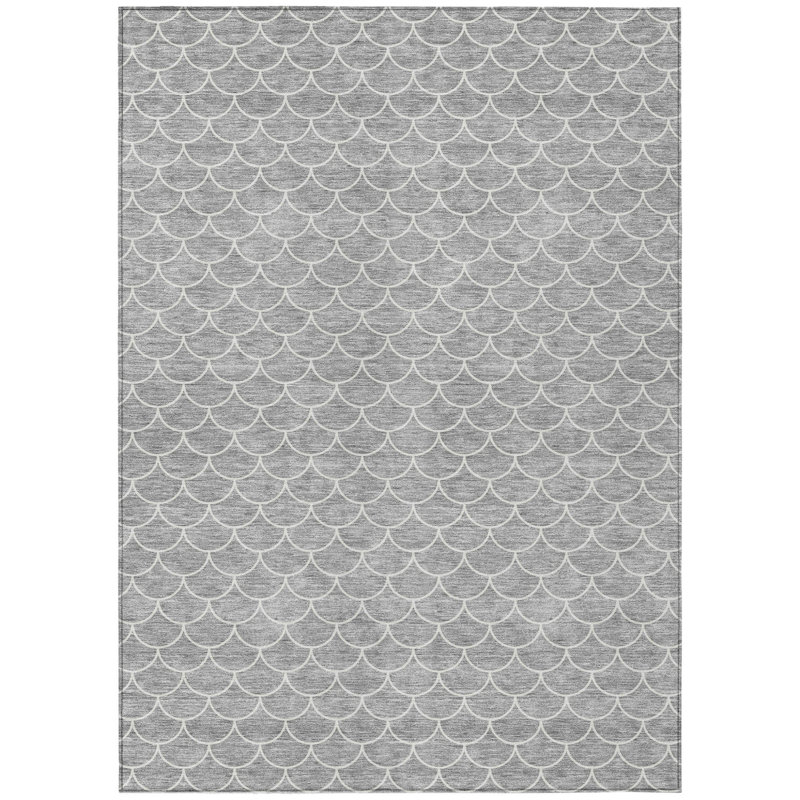 Tapis intérieur lavable à motif géométrique 8 pi x 10 pi gris