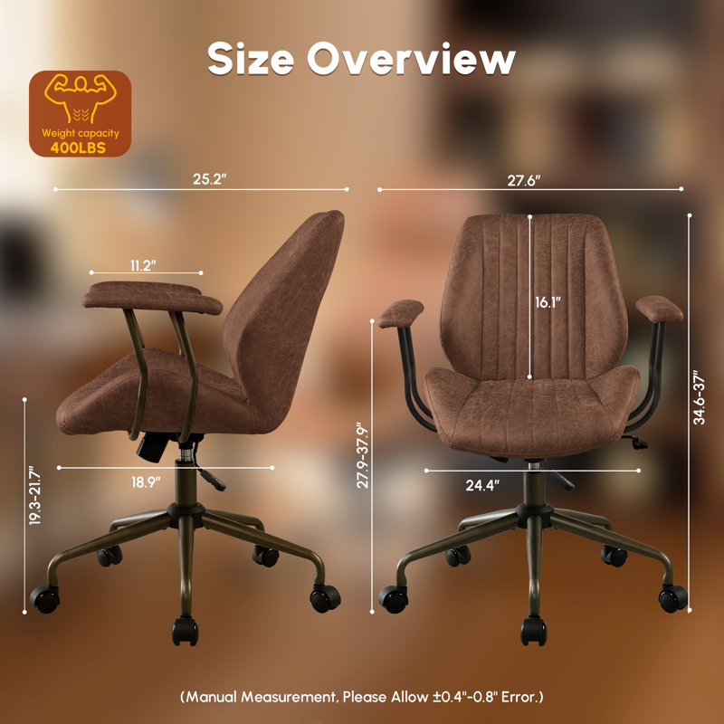 Fauteuil de bureau pivotant Daden, Marron foncé