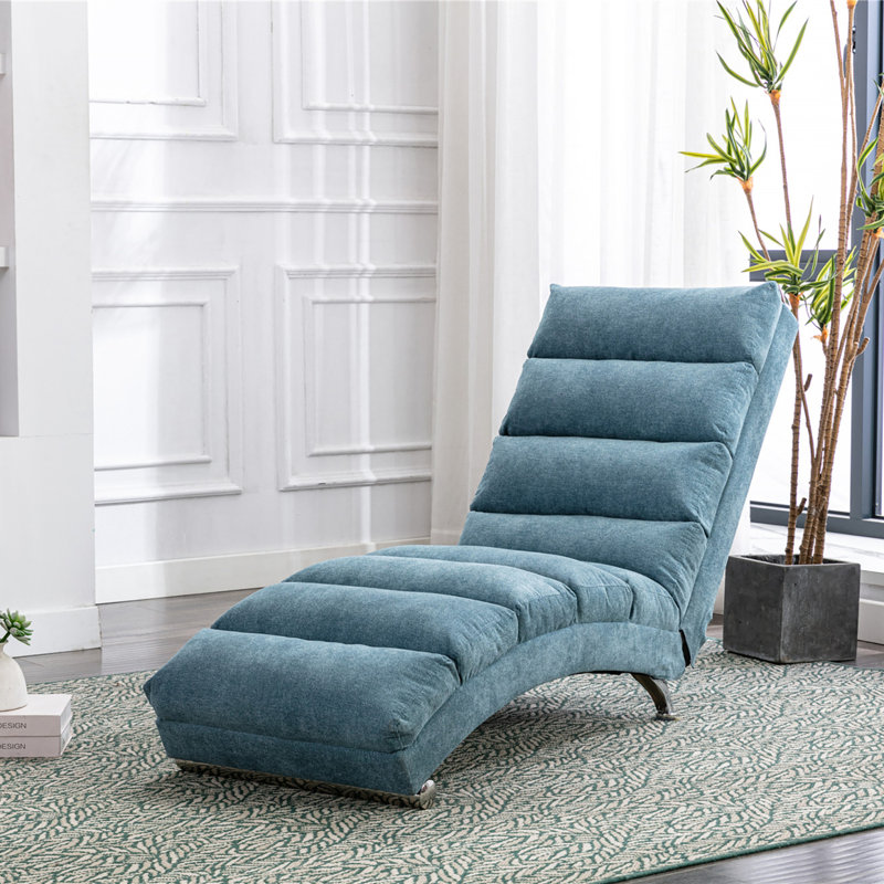 Modern Sofa Linen Chaise Lounge Indoor Chair, Long Lounger For Office Or Living Room, Blue