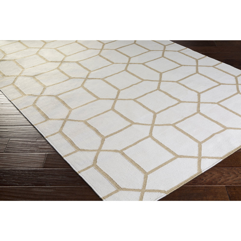 Tapis intérieur / extérieur gris géométrique tissé à la main, Rectangle 2 pi x 3 pi