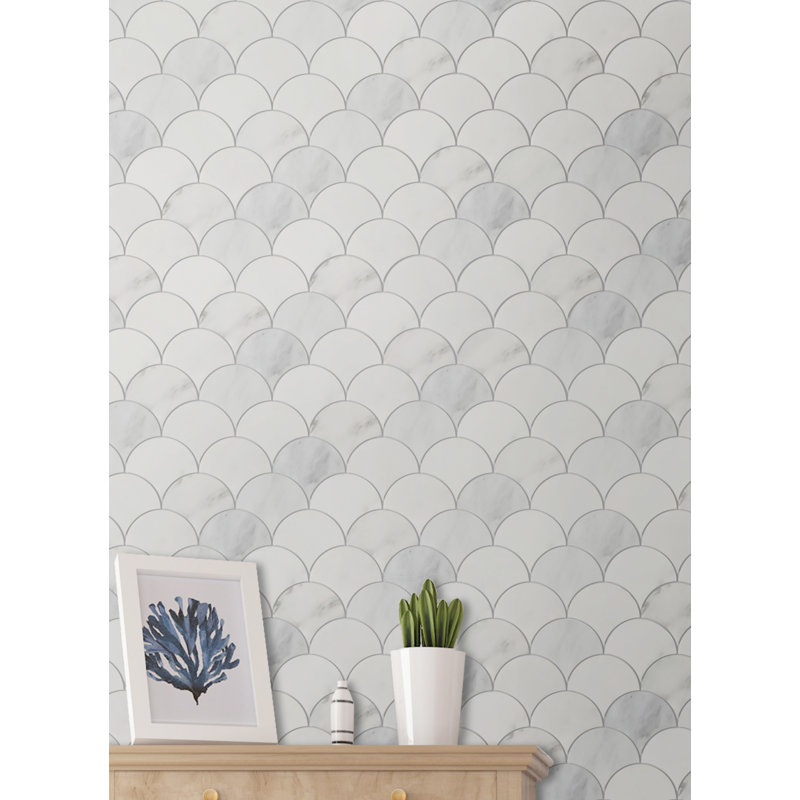 12" x 12" Marble Fish Scale Mosaic Wall & Floor Tile