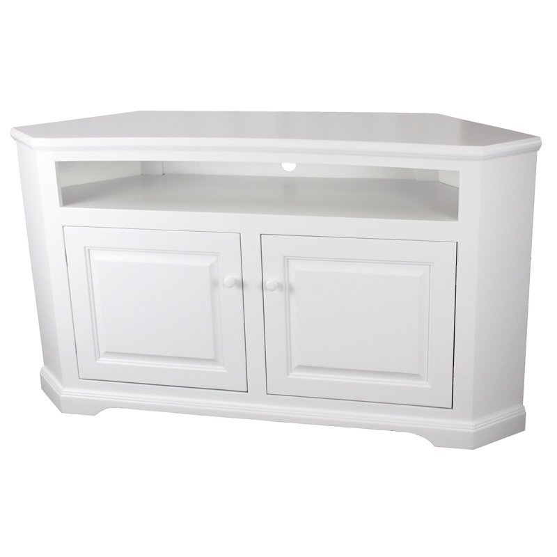 Inouye Unfinished Corner TV Stand for TVs up to 65", Bright White