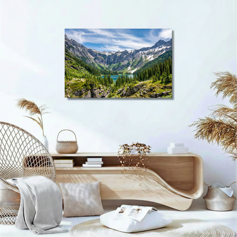Ensemble de 1 tableau sur toile représentant un lac de montagne, H 32 po x l 48 po, Wrapped Canvas