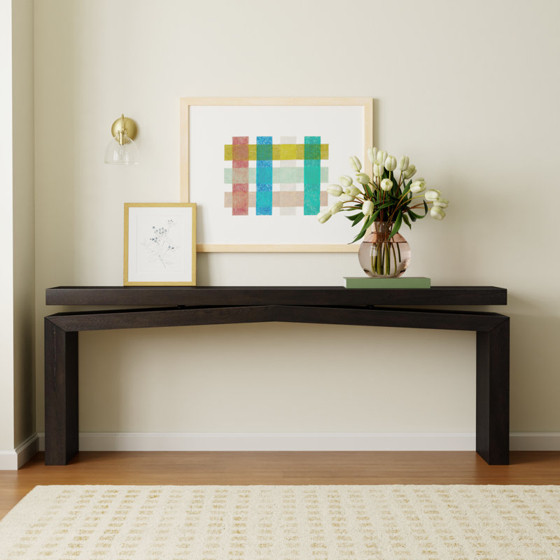Henn Solid Wood Console Table, Smoked Black, 30.75" H x 78.75" W x 15" D