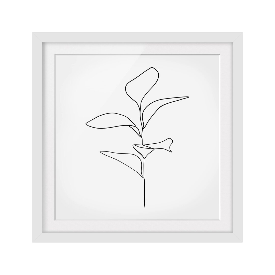 Gerahmtes Poster Line Art Plant Leaves