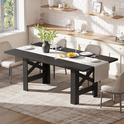 71" Farmhouse Dining Table for 6-8 Person, Large Rectangular Wood Dining Room Table Only