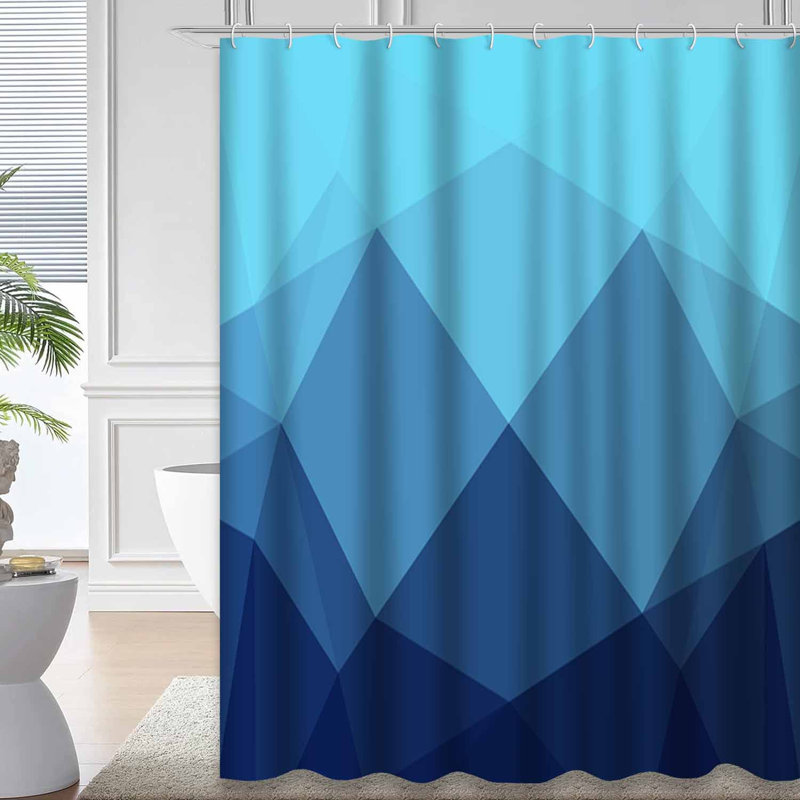Rideau de douche hexagonal clair en mosaïque géométrique avec 12 crochets, L 72 po x l 72 po
