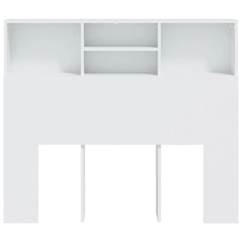 Headboard Cabinet Bedroom Home Indoor Bookcase, White, Small Double (4')