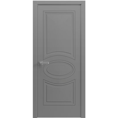 Porte intérieure française pleine 42 po x 96 po Mela 7001, peinte en gris, panneau simple, cadre standard, poignée, salle de bain, chambre, portes modernes