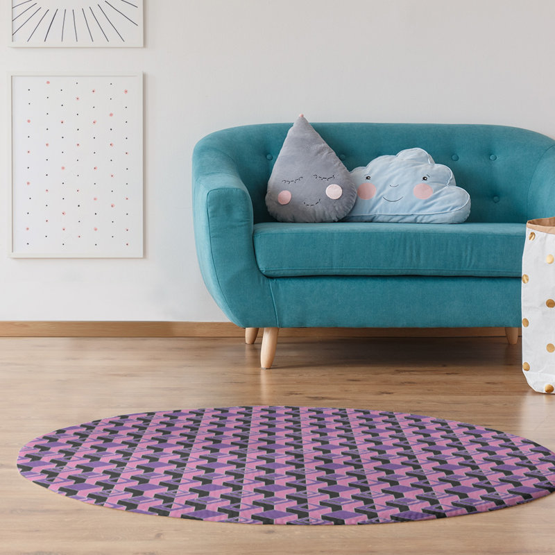 Chenille Geometric Indoor Rug, Round 5'
