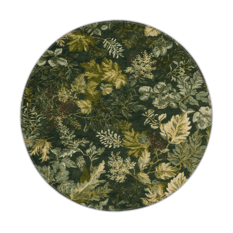Tapis d'intérieur et d'extérieur vert Nature, Rond 5 pi