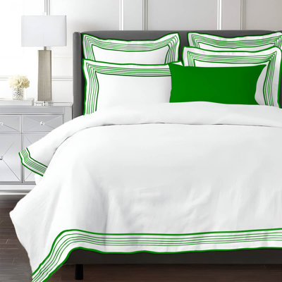 Smart Border 400TC Cotton Embroidery Sateen Solid Duvet Cover Set