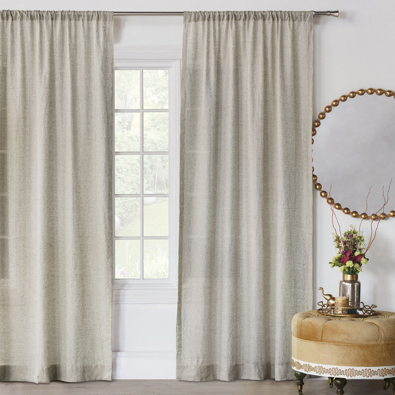 Marceau 100% Linen Sheer Curtain Single Panel, 40" W x 96" L