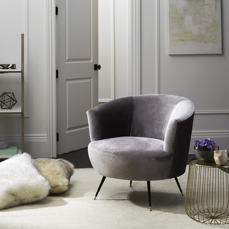 Schumacher Upholstered Barrel Chair, Gray