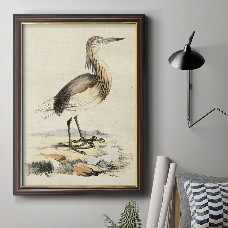 Antique Heron I, toile encadrée de qualité supérieure - prête à être accrochée, H 27 po x l 18 po x P 2,5 po