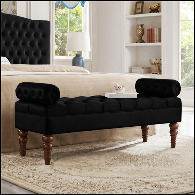 Velvet Long bed Bench for Bedroom,Upholstered Window Bench with Tufted Button,Entryway Bench,Bolster Bench for Living Room