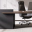 Bureau rectangulaire brun en bois massif avec 3 tiroirs-108183834-108183836
