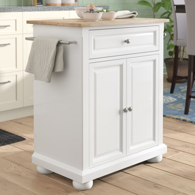 Hedon 31 " W Kitchen Cart with Birch Solid Wood Top