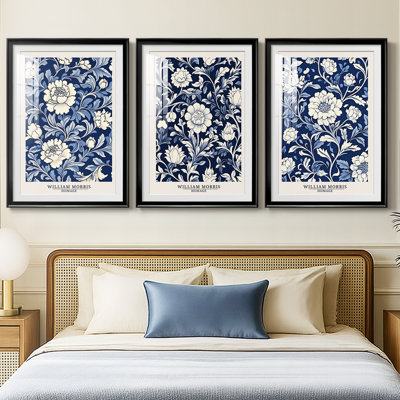 WM MORRIS Series DCCLXI  -Custom Framed  Premium Print W Matt - 3 Pieces