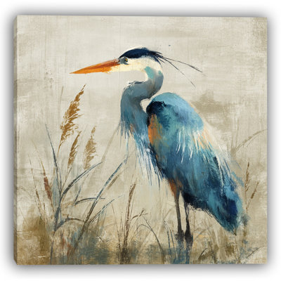 Coastal Blue Heron Wrapped Canvas Wall Art