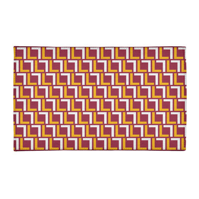 Tapis géométrique rouge / jaune / blanc