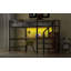 Lit mezzanine double en métal avec bureau, escalier de rangement, petite armoire et lumière DEL-1643843184