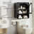 27" H Wall Mounted Bathroom Cabinet, Wooden Medicine Cabinet with Arched Glass Door & Adjustable Shelf, Open Shelf, Hanging Organizer for Living Room, Kitchen, Black-1058713064