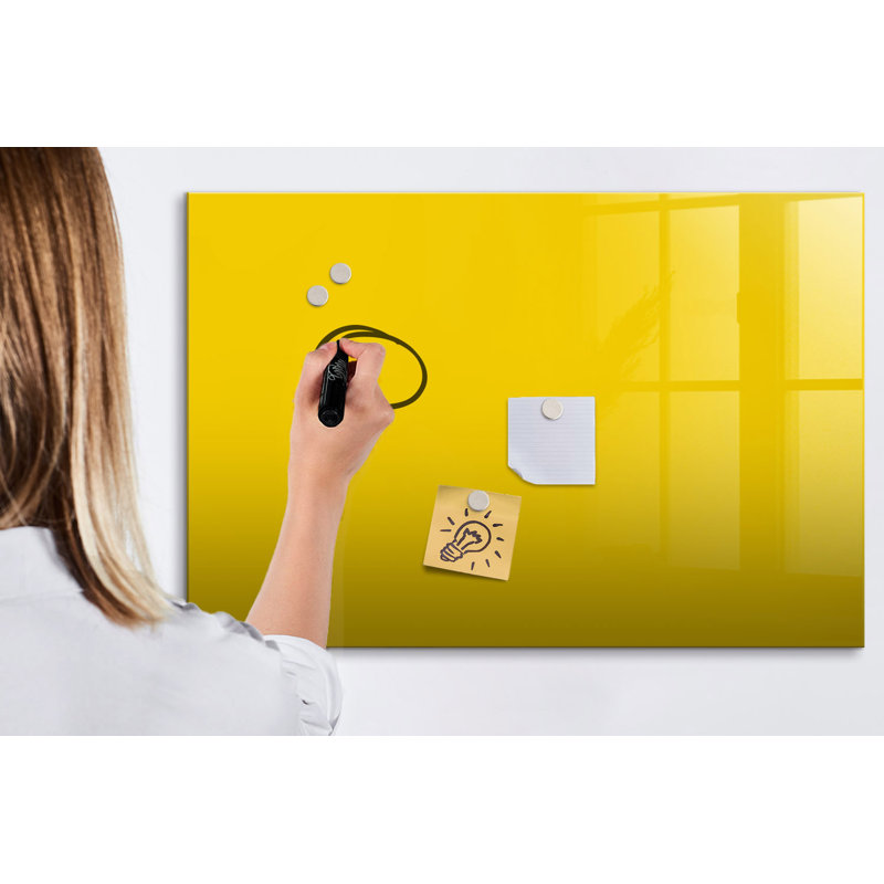 Magnetic Glass Dry Erase Board, Light Yellow 
