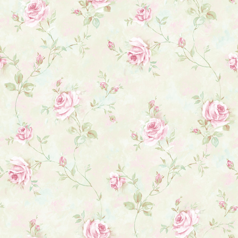 Makaila 10m x 53cm Matte Wallpaper Roll, Green/Pink