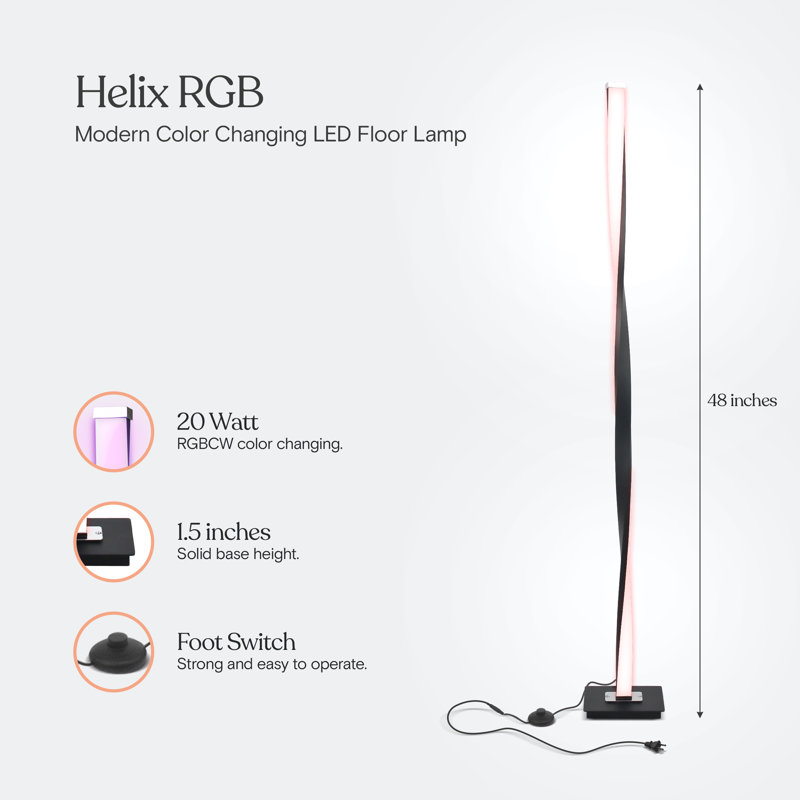 Helix 48 in. Industrial LED Floor Lamp with Cool White and Color-Changing Options