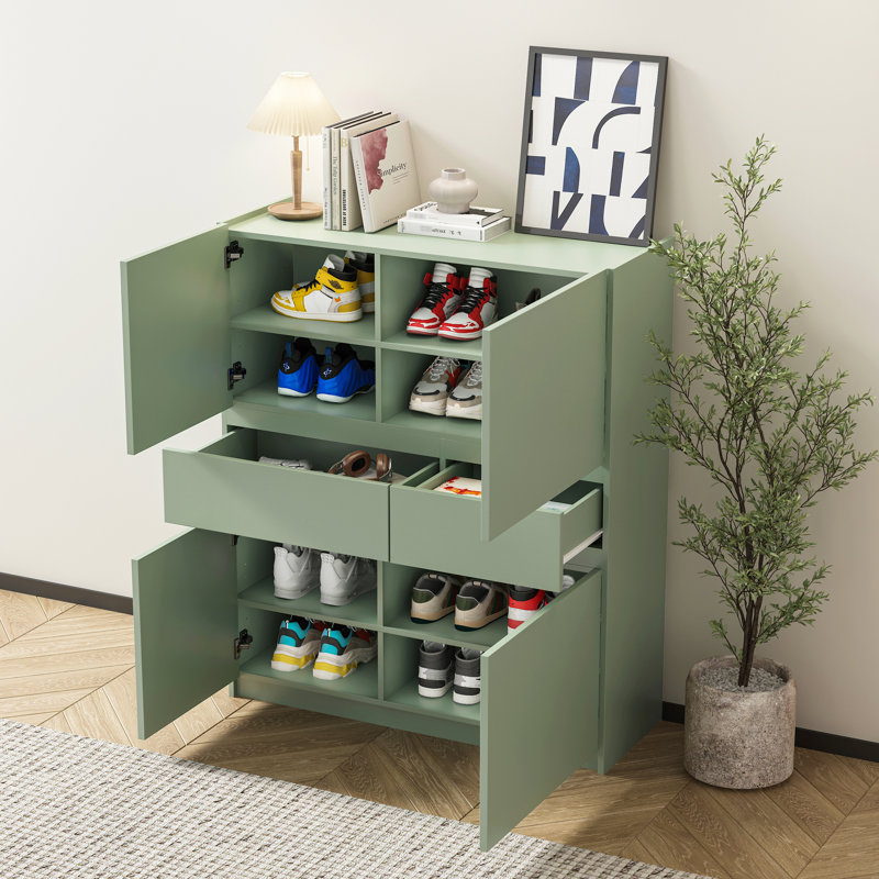 Armoire en bois à 4 portes et 2 portes pour rangement élégant pour bureau à domicile pâle avec 4 portes et 2 tiroirs