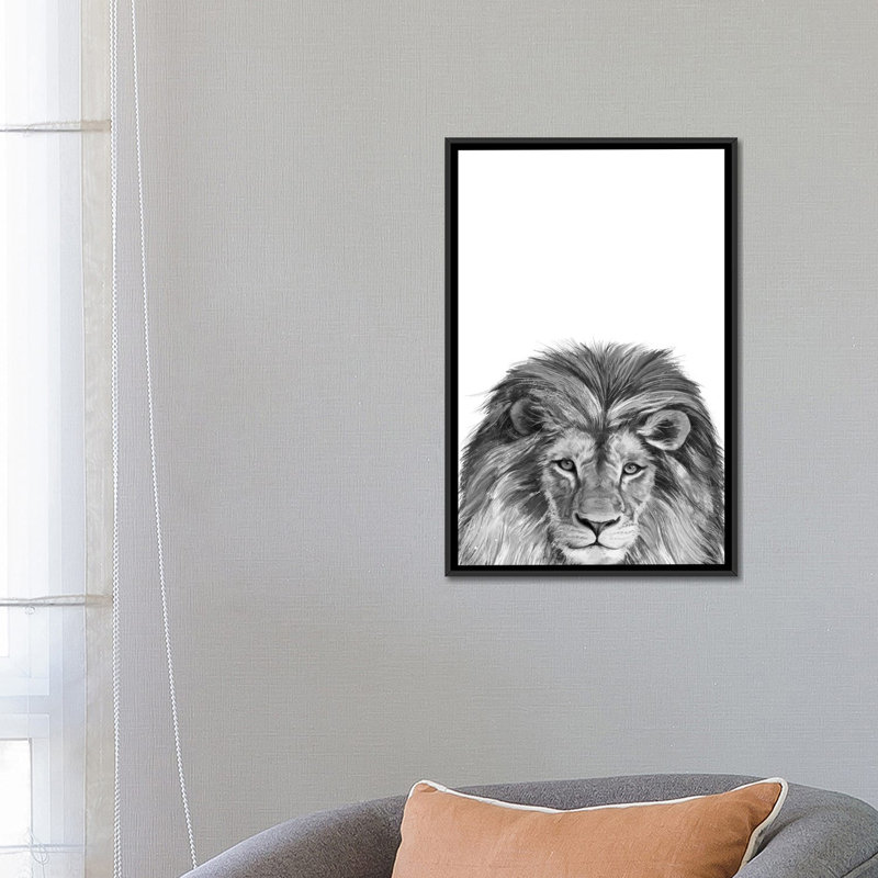 Lion by Laura Graves - Wrapped Canvas Gallery-Wrapped Canvas Giclée, 26" H x 18" W x 1.5" D, Black Framed Canvas, No Mat